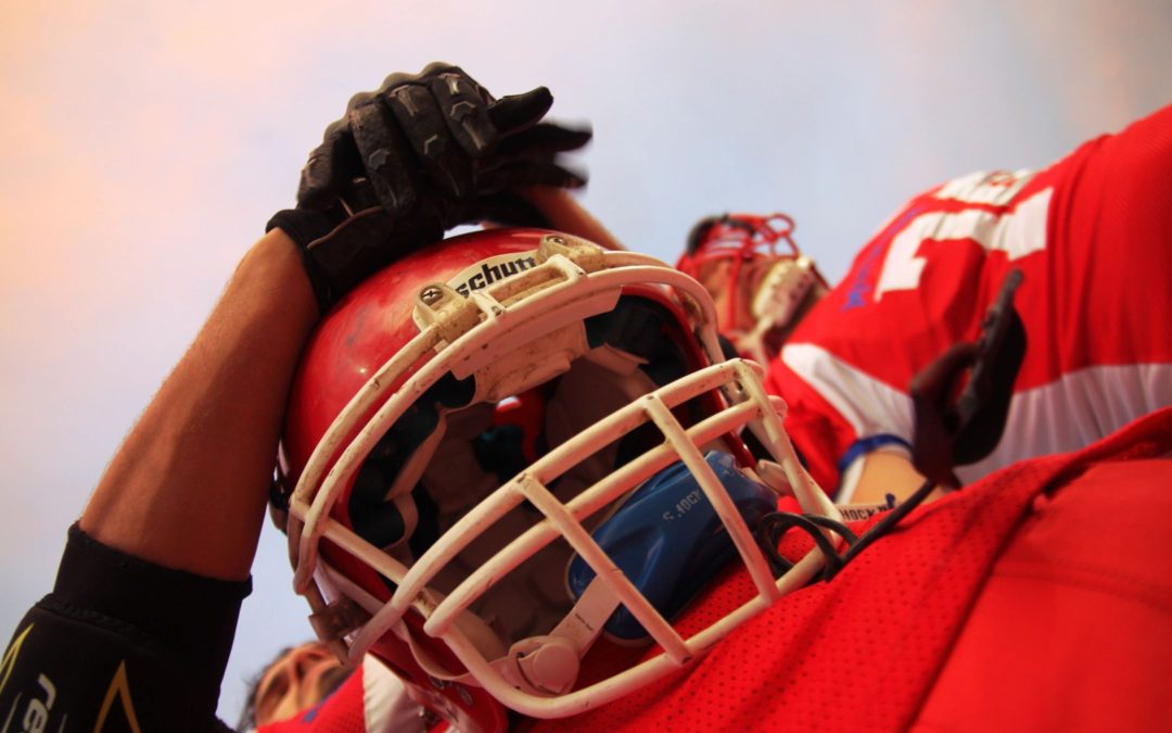 Picture of football helmet for case related to football helmet technology